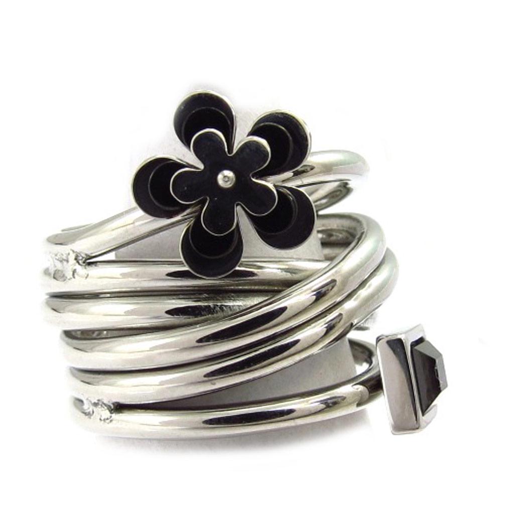 Stahlring 'Calypso' schwarz silber (Blume)