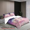 Softville Cozy Town 3PCS Bedding Sets Lop Rabbit Pink-Purple Gradient Pint Duvet Cover No Filling Cartoon Style Queen King Size