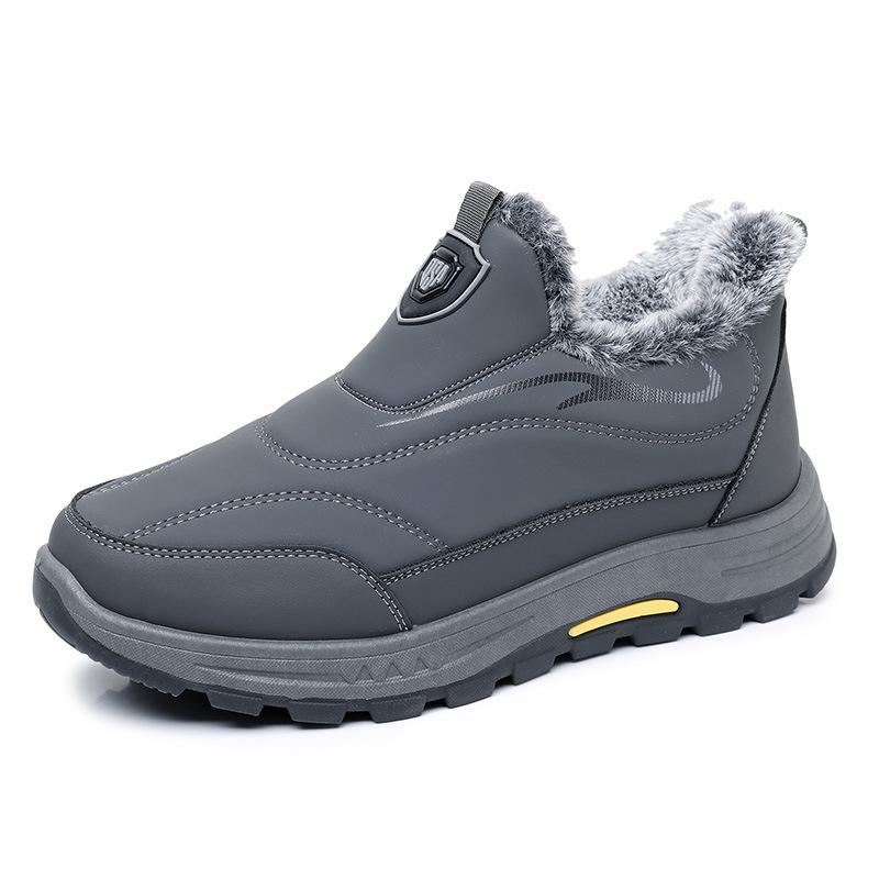 Men's Winter Fleece Lined High Top Shoes Outdoor Anti Slip Snow Boots Thickened Fur Lined Short Booties Men's Warm Soft Sneakers