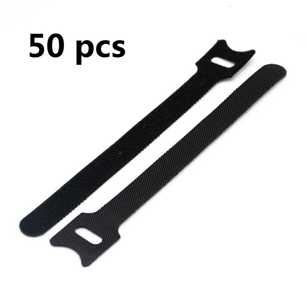 50pcs Auto-adhesive Cable Management T-type Velcros Tape 150mm*12mm TV/PC/USB Wires Ties Fixing Reusable Multi-use Nylon Fabric