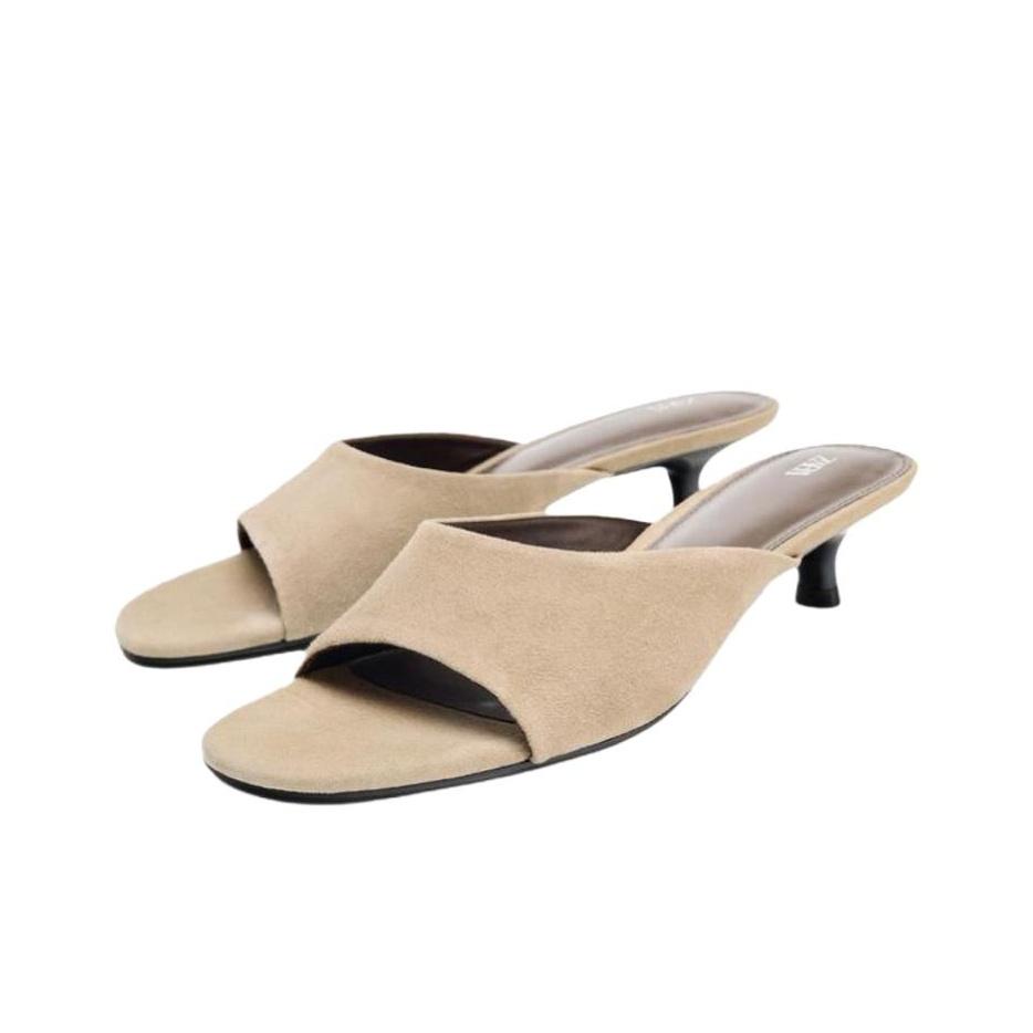 Zara Fashion Versatile Anti-Wear Slide Sandals Women Footwear Beige 1351610102