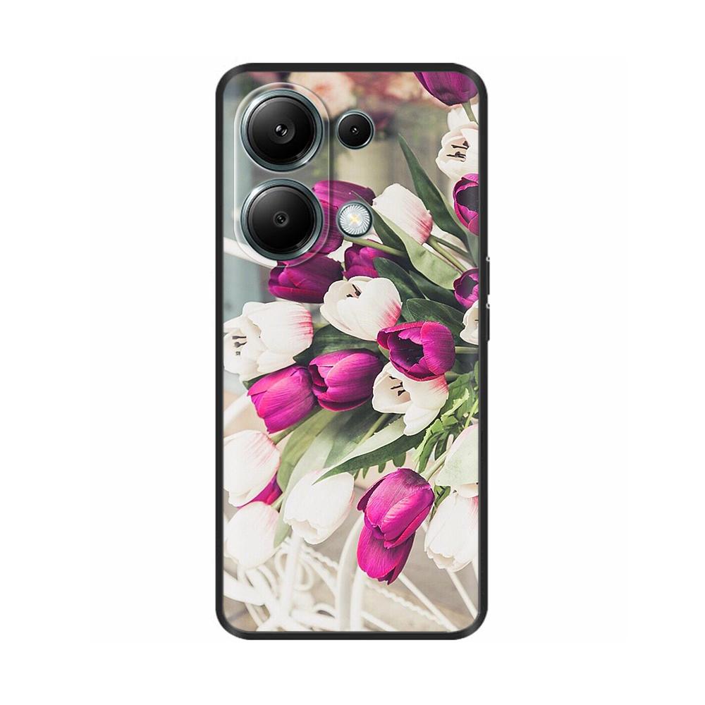 For Xiaomi Poco M6 Pro 4G Phone Case Cover Cute Cat Painted Black Silicone Soft Back Cover Cases For Poco M6 Pro Case M 6 M6Pro