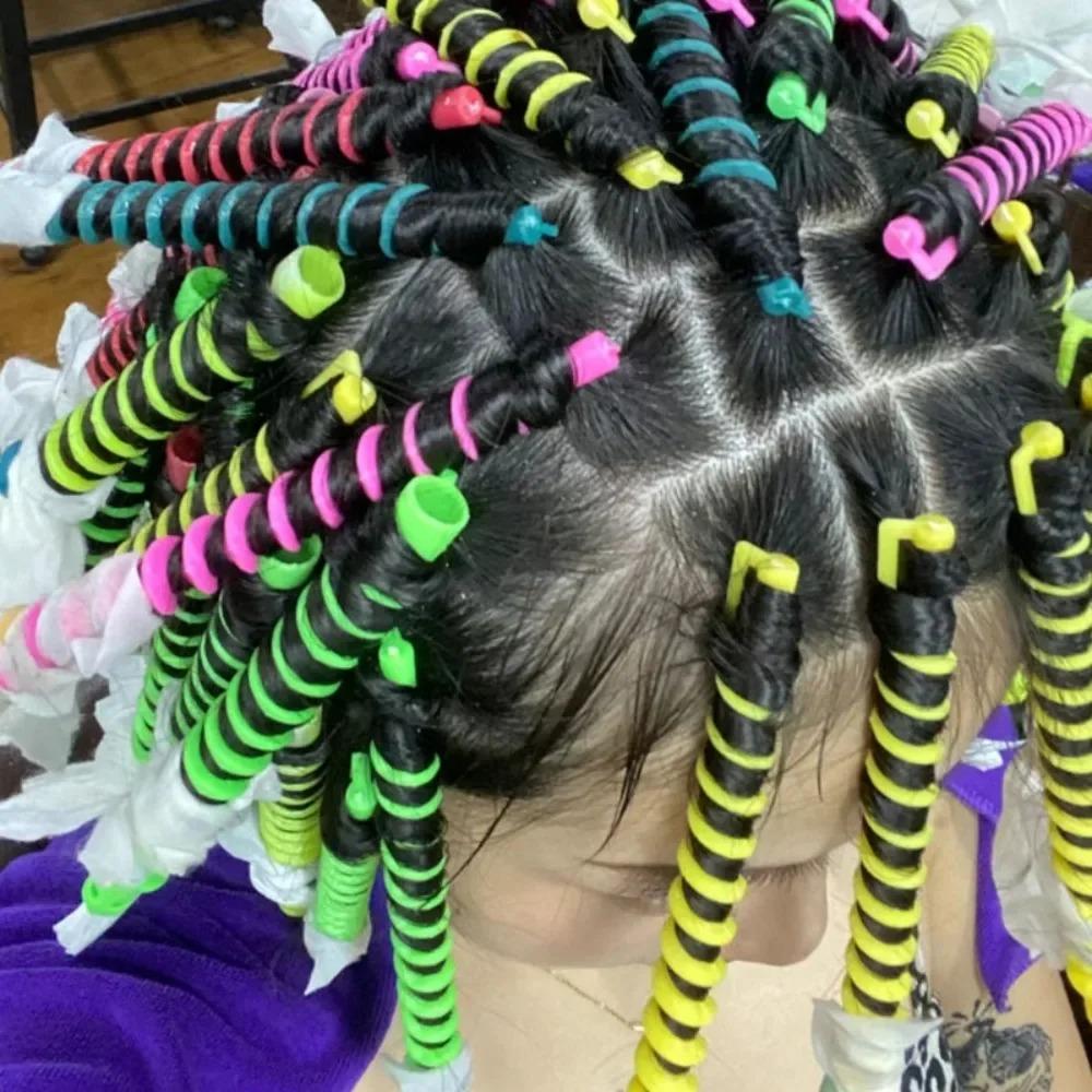 20Pcs Set Heatless Curls Mixed Color Spiral Hair Styling Tools Random Curling Rods for Cold Perming Suitable for Hair Salons