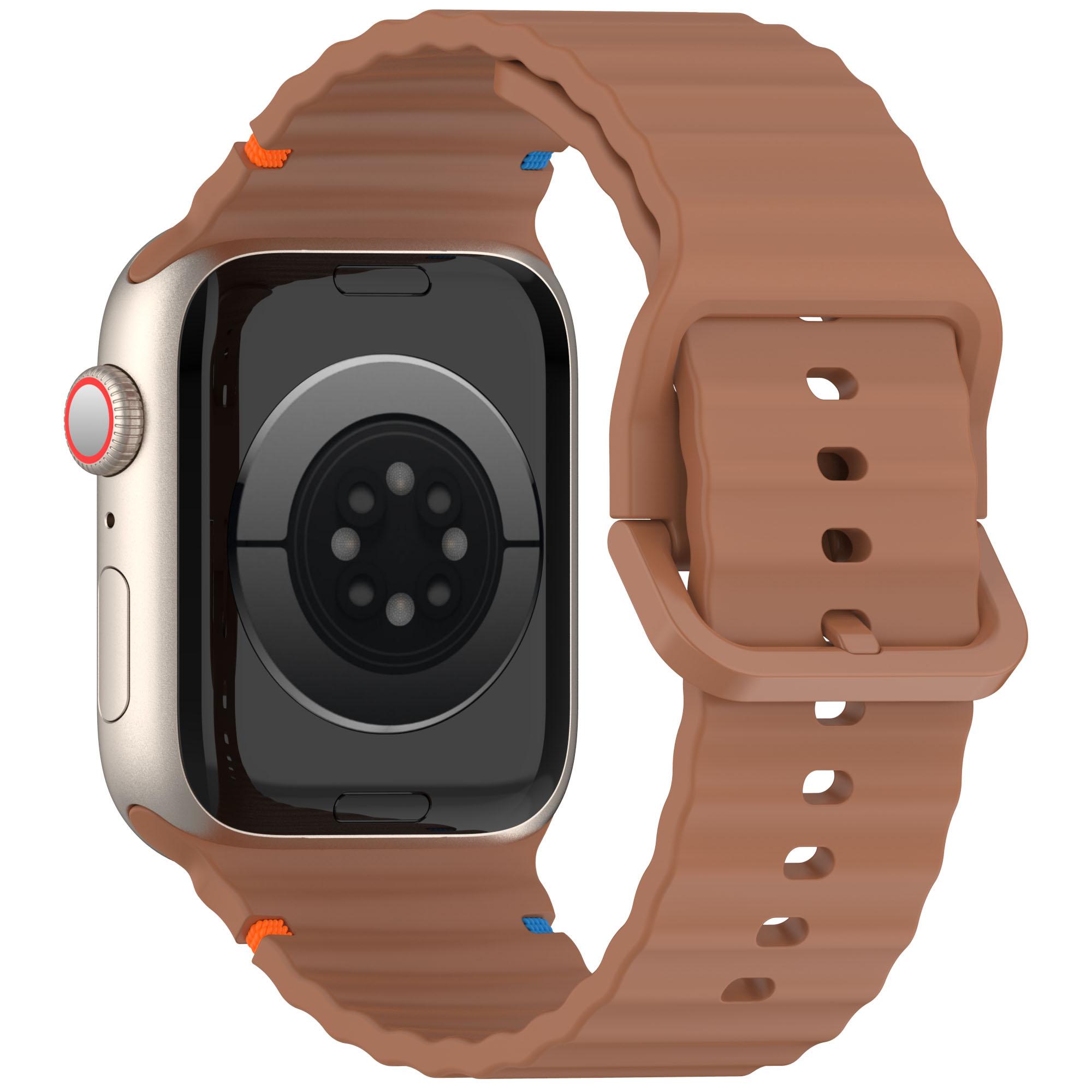 

KALEBOL Silicone Strap for Apple Watch Series 10 46mm/Ultra 2/Ultra 49mm/9 8 7 45mm/SE (2023) SE (2022) SE 6 5 4 44mm/3 2 1 42mm Band Brown