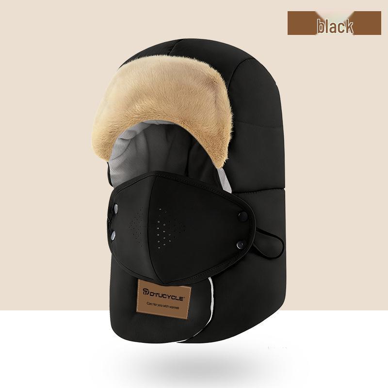 Electric Vehicle Winter Skiing Windproof Waterproof Thickened Lei Feng Hat with Visor