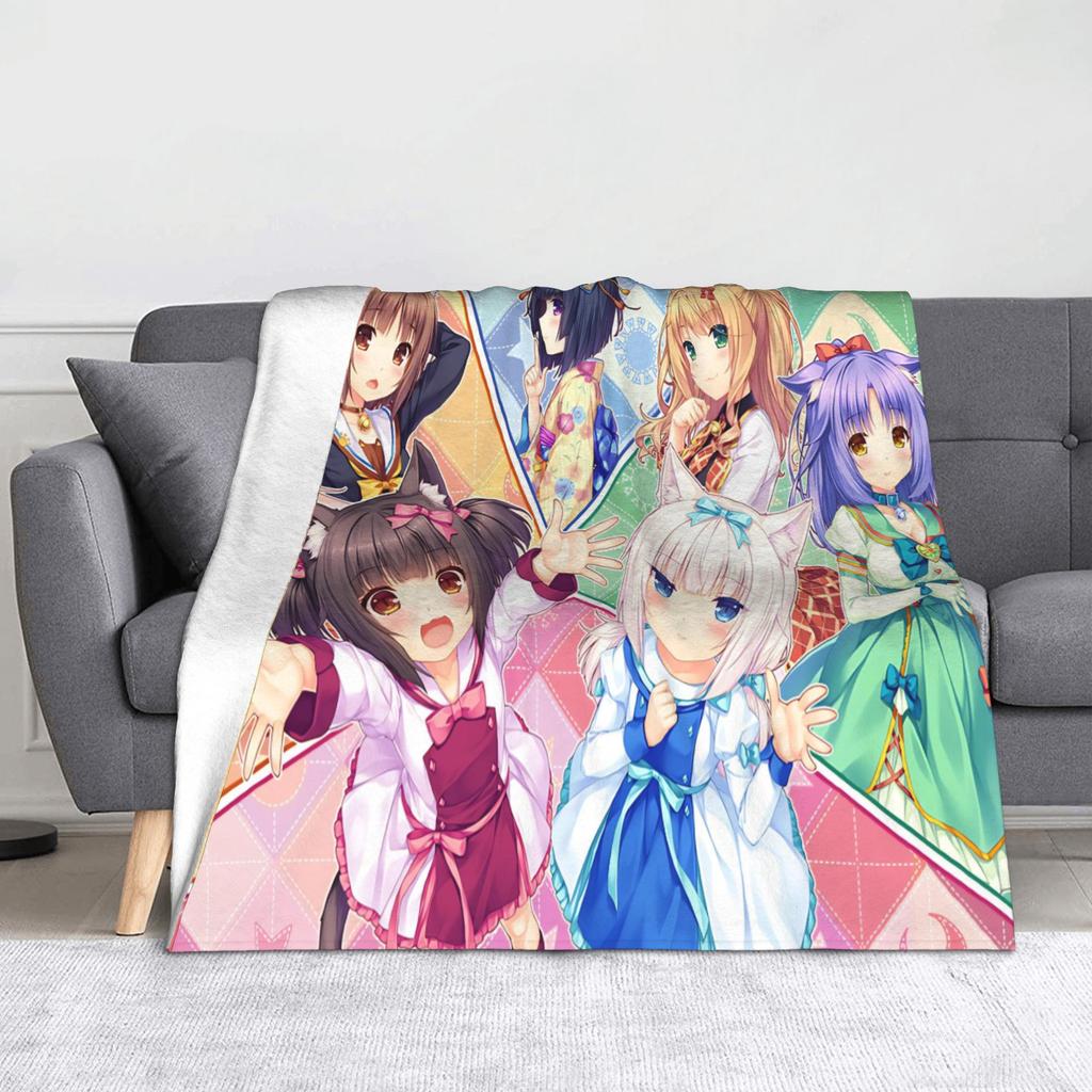 Anime Nekopara Cartoon Blanket Chocola Vanilla Maple Flannel Awesome Breathable Throw Blankets for Bedspread AutumnWinter