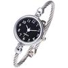 Women's Silver Cable Black Dial Analog Quartz Bangle Watch Band Cuff Bracelet Watch Fashion Daily Wristwatch Arabic Numerals Useful