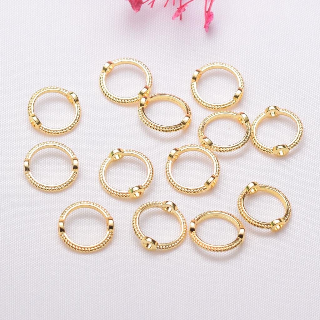 50pcs 14K Gold Bag Color-Preserving Double-Hole Lace Ring Set Bead Diy Handmade Beaded Bag Bead Ring Jewelry Accessories Material