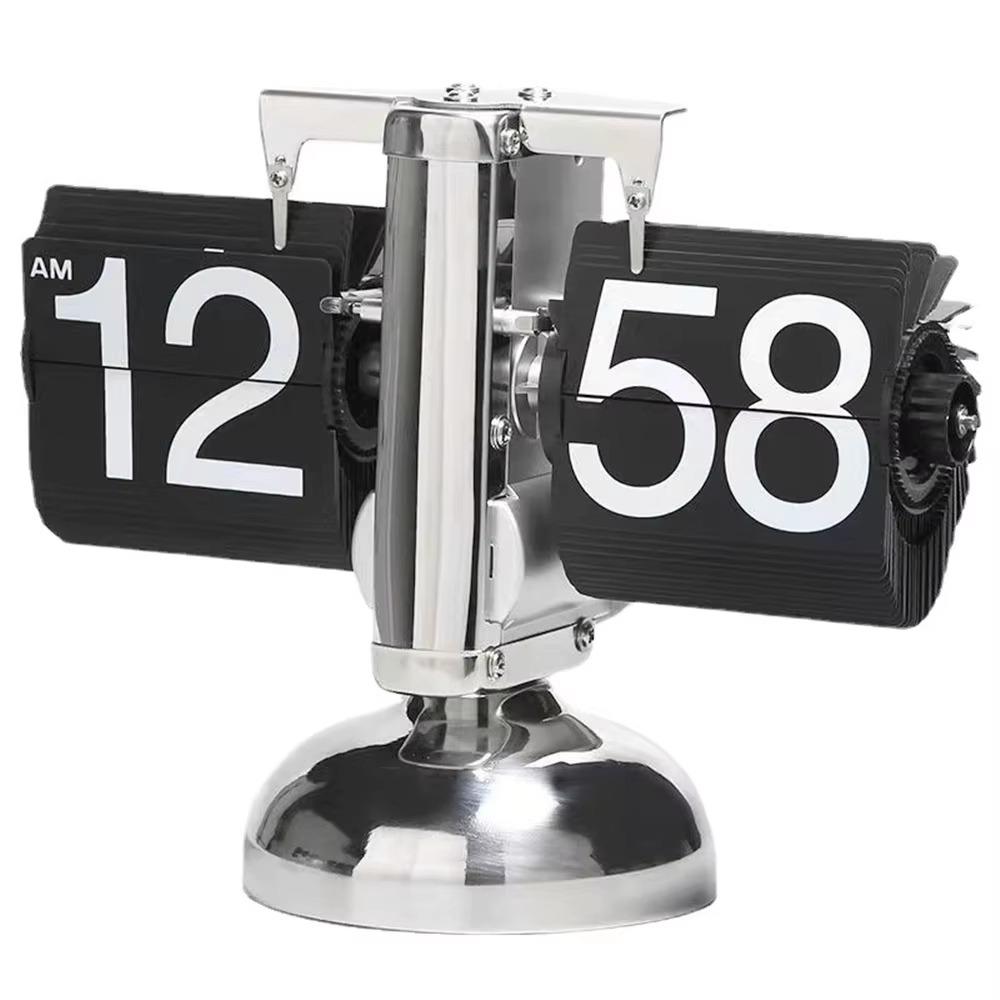 Quartz Movement Digital Auto Flip Clock Page Turning Automatically Metal Desk Flipping Clock  Gift