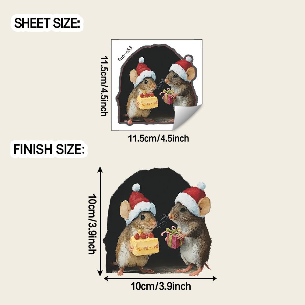 Cute Christmas Small Mouse Wall Stickers Xmas Home Ornaments Noel 2026 Merry Christmas Home Decoration Navidad New Year Decor