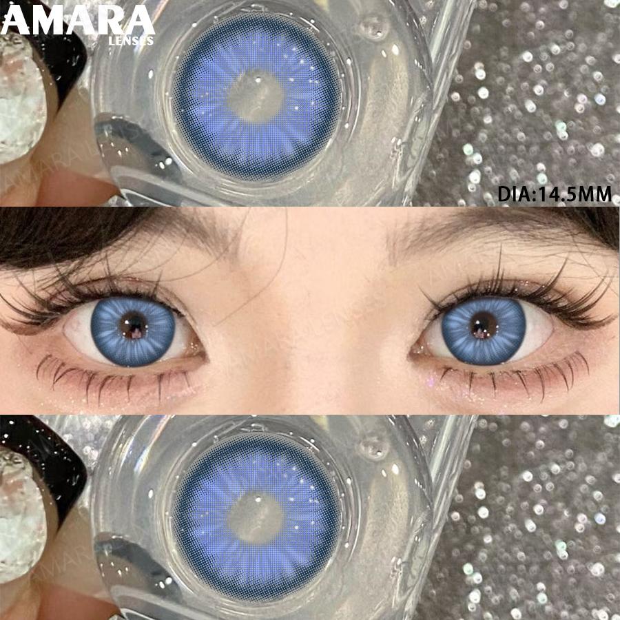 AMARA Fashion Colored Contact Lenses Brown Soft Lenses Beauty Lenses for BIG Eye Green Color Contact Eye Cosmetics Yearly Use