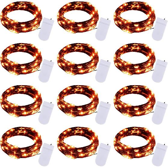 Brightown 12 Pack 7ft Battery Operated LED Fairy Lights for Xmas Decoration