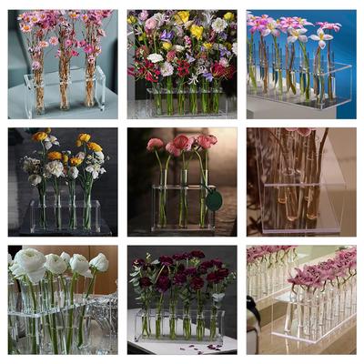 Acryl-Vasen- und Halter-Set mit herausnehmbaren Reagenzgläsern (8/12 Stück) für einzigartige Blumendisplays