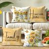 Sunshine-inspired Pillow Cover: Bright Sunflowers, Smart Butterflies and Warm Family Words, Sofa Cushion Cover