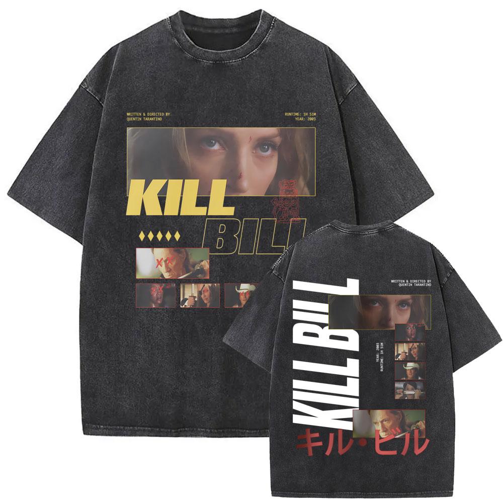 Washed Vintage Movie Pulp Fiction Graphic Tshirt Quentin Tarantino Film Kill Bill T Shirts Men Women Casual Oversized Tshirts S