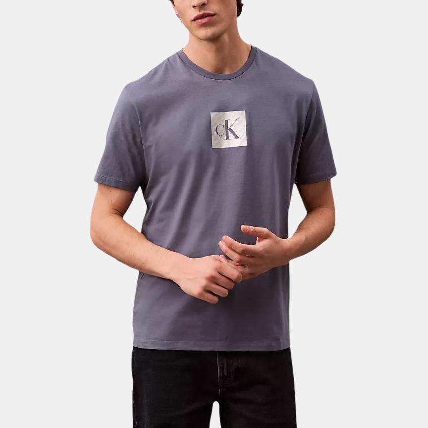 Calvin Klein Classic Short Sleeve T-Shirt With Metal Letter Logo Pattern Men tops Gray 40EM844-420