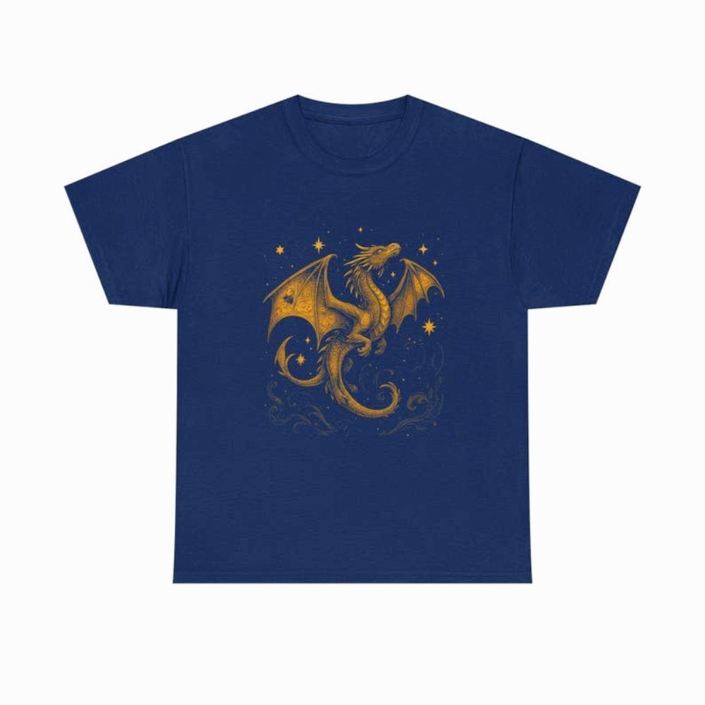 Celestial Dragon Shirt Gold Fantasy TShirt Mystic Dragon Sweatshirt Moon Star Dragon Tee Magic Creature Gift Tshirt Men Women T