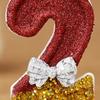 2.95-inch Red Gold Bow Digital Birthday Cake Candles Cake Candles Sparkling Wedding Baby Shower Party Decoration Cake Top Cover