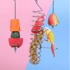 Stainless Steel Hanging Bird Feeder With Perch Stand For Parrots Cockatiels And Pet Bird Fruit Vegetable Treats Feeding