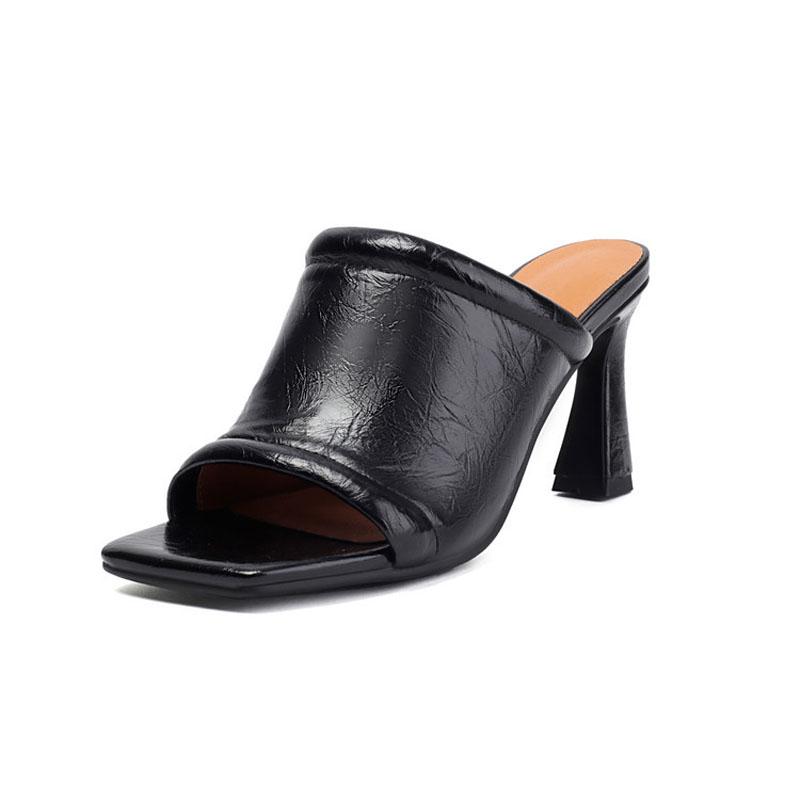 

Custom High Heels Slippers Women s PU Leather Square Toe Thin Heel Sandals Summer Outdoor Casual Shoes Woman Big Size 43 WSH5263 42