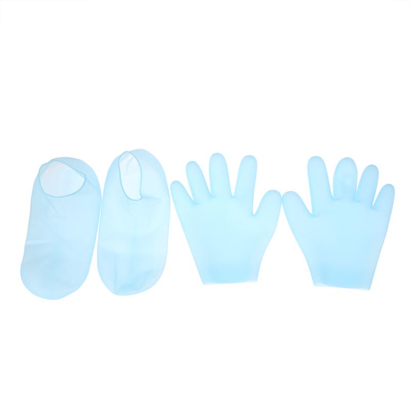 SPA Silicone Anti Crack Foot Mask Prevents Dryness Foot & Hand Mask Set Pedicure Socks & Moisturizing Gloves For Feet/Hand Care синий