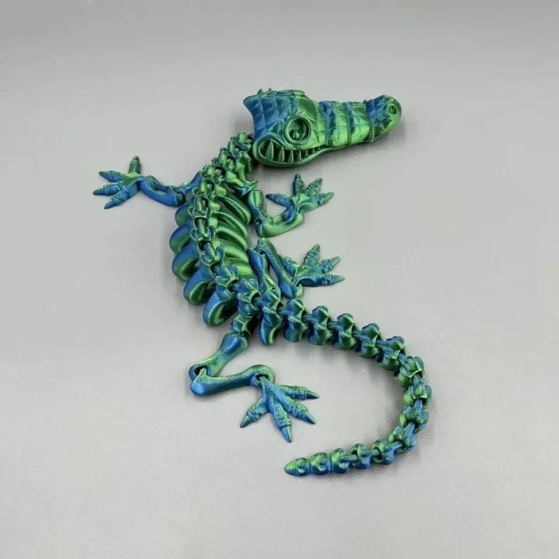 3D Printed Gem Articulated Crocodiles Rotatable 3D Crocodiles Toy Posable Joints Fidget Surprise Toy For Autismadhd# Color: A2
