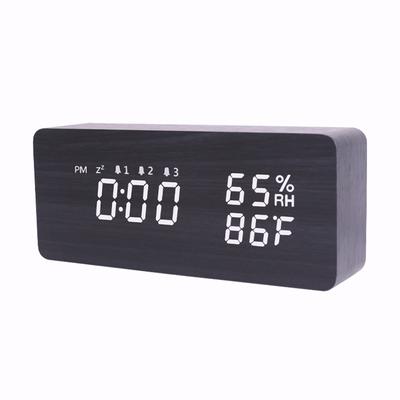 New Temperature and Humidity Clock Upgraded Version Wooden Snooze Alarm Clock Wooden Electronic Clock Temperature Digital Wooden Clock