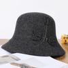 Hat Women's Autumn and Winter Versatile Middle and Old Hat Wool Elegant Flower Pot Hat Retro Curled Top Hat