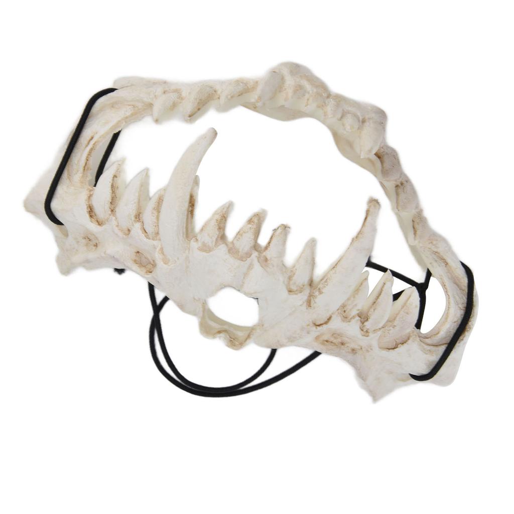 Skull Mask Latex Tiger Tooth Type Durable Waterproof Adjustable Scary Mask for Party Festival