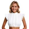 Women's Oktoberfest Crop Shirt Ruffled Sleeve Button Front Bavarian Style Traditional Blouse Lightweight Fabric Summer Top