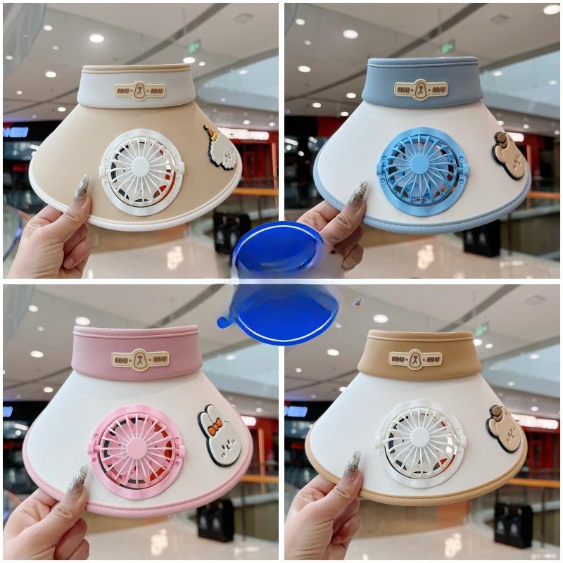 Children's Hat with Fan Solar Rechargeable Boys and Girls Big Hat Brim Sun Protection Sunshade Summer Travel Sun Hat