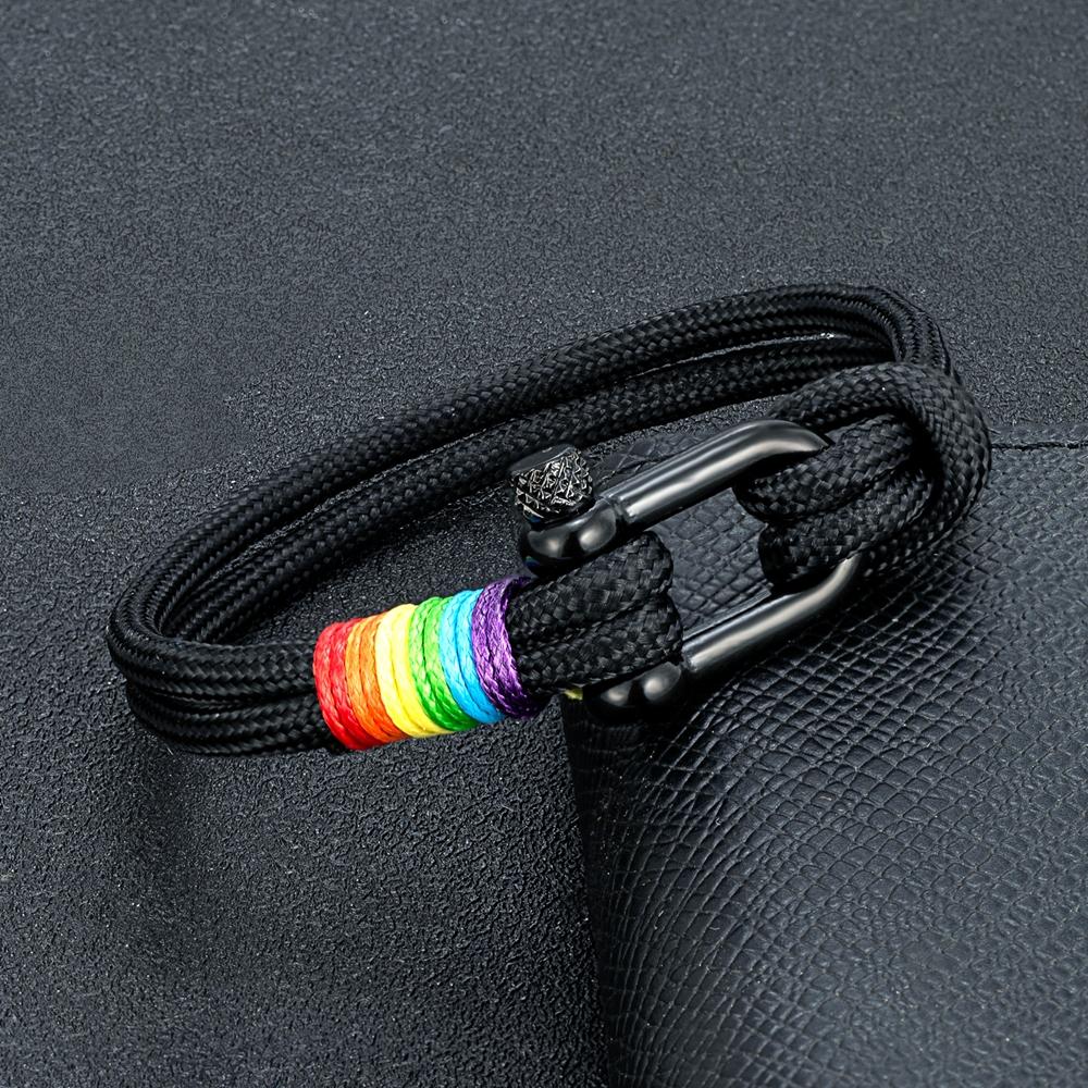 Stainless Steel Rainbow Couple Bracelet, Simple Multi-color Wristband