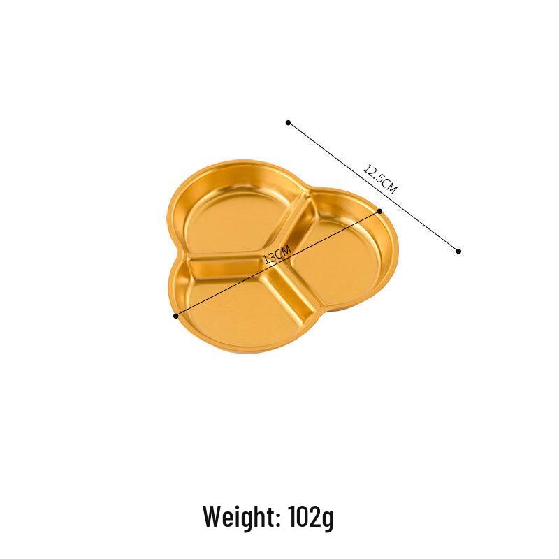 Gold Stainless Steel 3-Compartment Dipping Sauce Dish