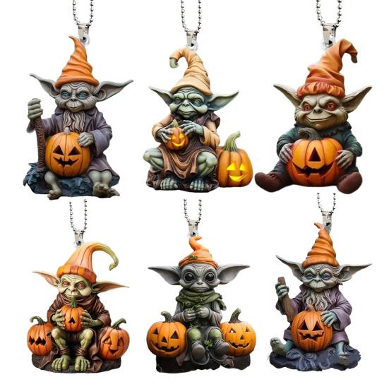 

1/6 шт. Подвеска в виде тыквы с инопланетянином, украшение для автомобиля, стиль праздничной атмосферы Хэллоуина, акриловая подвеска для подвешивания в автомобиль 6pcs