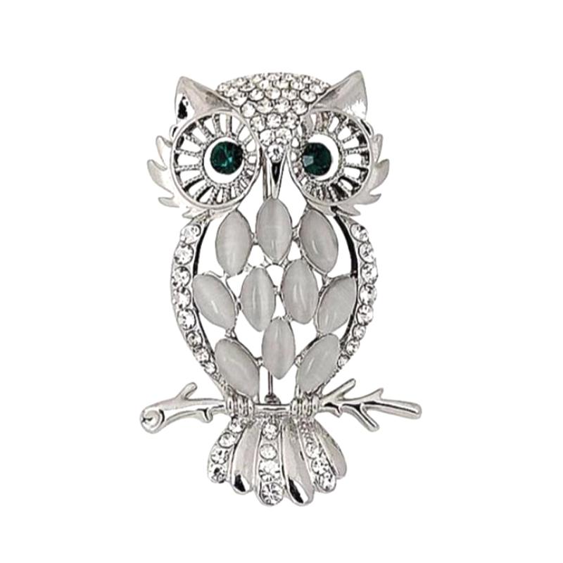 

Ретро Брошь Сова с камнем Кошачий глаз для женщин, аксессуары для одежды и пальто, подарки серебряный
