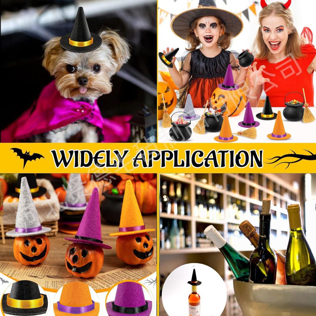 12 Pcs Hats Felt Fabric Soft Halloween Decorations DIY Crafts Bottle Cover Gifts Accessories