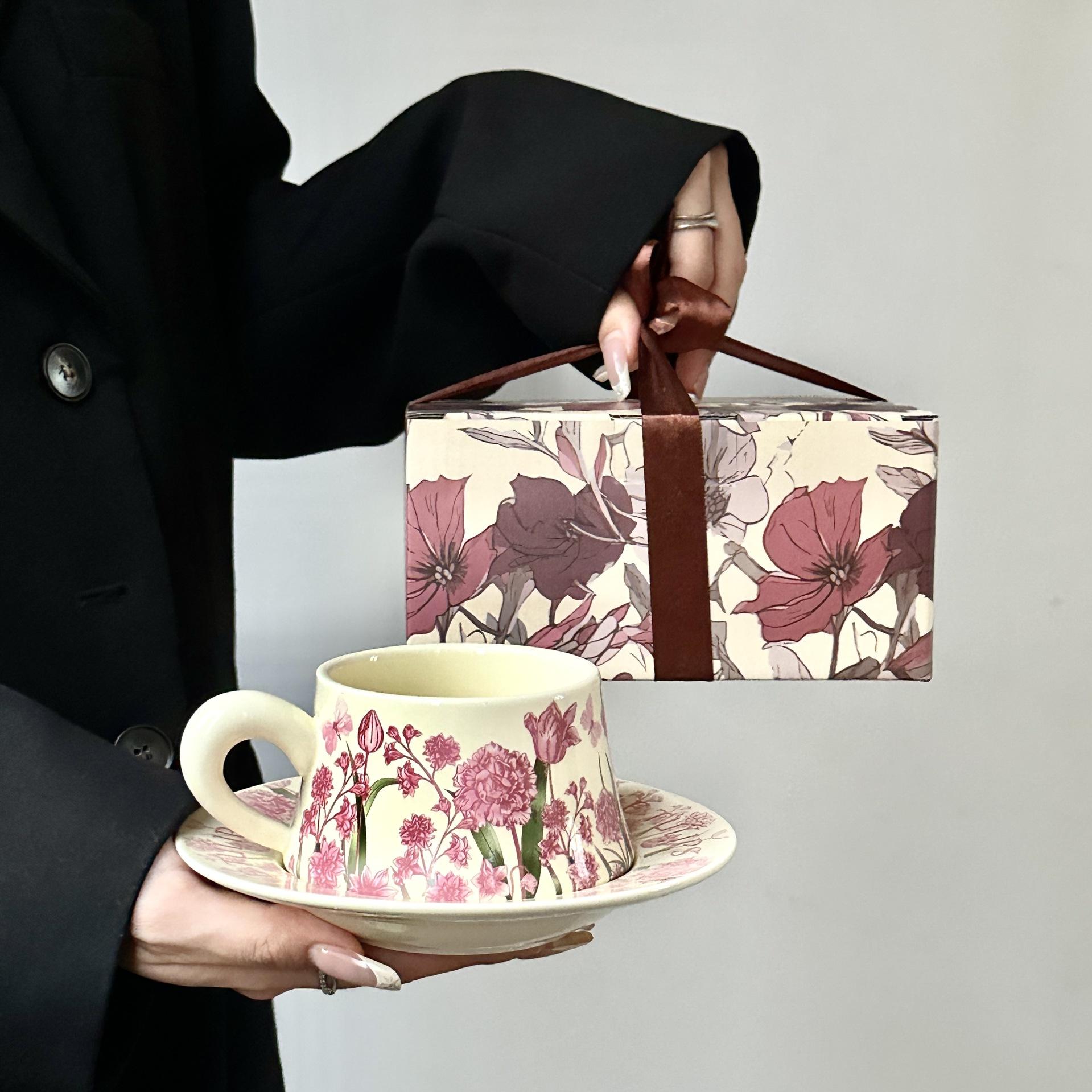 

Original Design Coffee Mug Set Hand Painted Oil Painting Cup Gift for Women Birthday Present Souvenir розовый