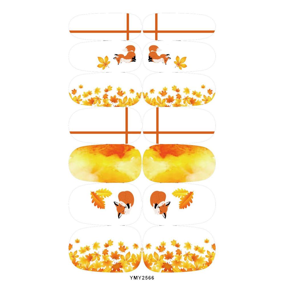 Waterproof Autumn Leaves Fox Nail Art Stickers - Full Cover Ins Style (YMY2566-2576)