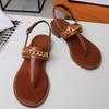 Prowow Sandals Women Chain Decor Genuine Leather Flip Flop Slides Fashion Luxury Brand Designer Woman Shoes Women Sandals