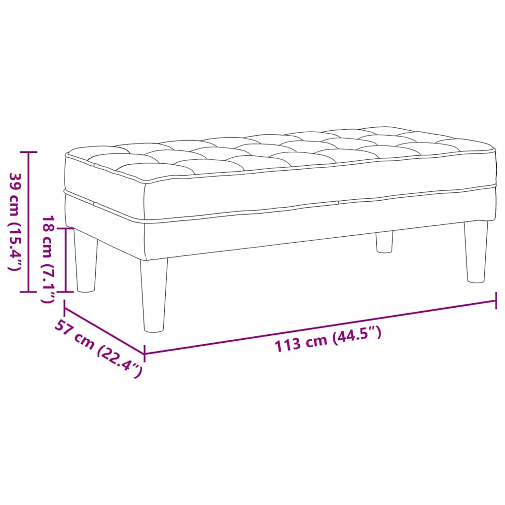 Blue Upholstered Bench with Cushion 113 X 57 X 39 Cm Fabric