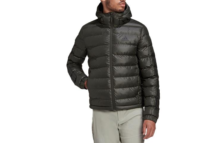 Adidas Puffer Jackets Men s Deep Earthy Brown Hooded Moderate GK0640 XXL