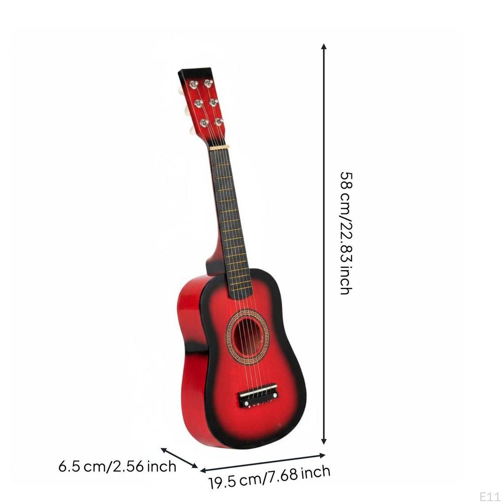 Kids Guitar Great Gift Children's Playable Premium Feel for Beginners Red 21 Inch