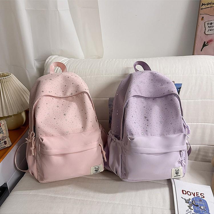 Schultasche Japanischer einfacher Stil Sternenaufdruck Mittelschüler Oberstufenschüler College-Student Leichter Rucksack mit großem Fassungsvermögen