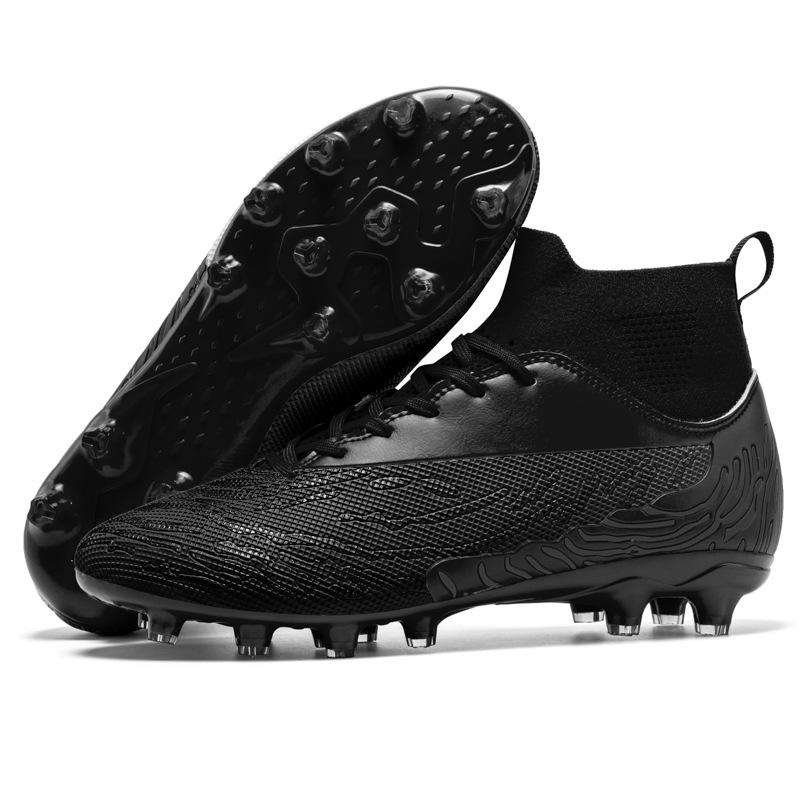 New Football Shoes Men's High-top Fly-woven Socks Mouth Youth Student Sports Game Spike Football Shoes