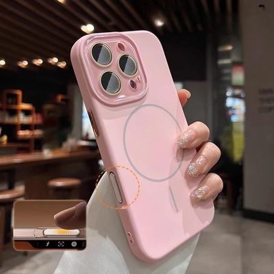 Liquid Silicone Magnetic Magsafe Case for iPhone 16 13 14 15 Pro Max Glass Camera Protector Camera Control Button Cover