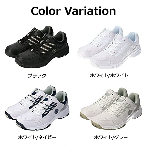 Asahi Wimbledon Sneakers, Unisex, 052, 4E Wide, Low-Cut, Running/Walking, White/Navy, Size 24.5cm