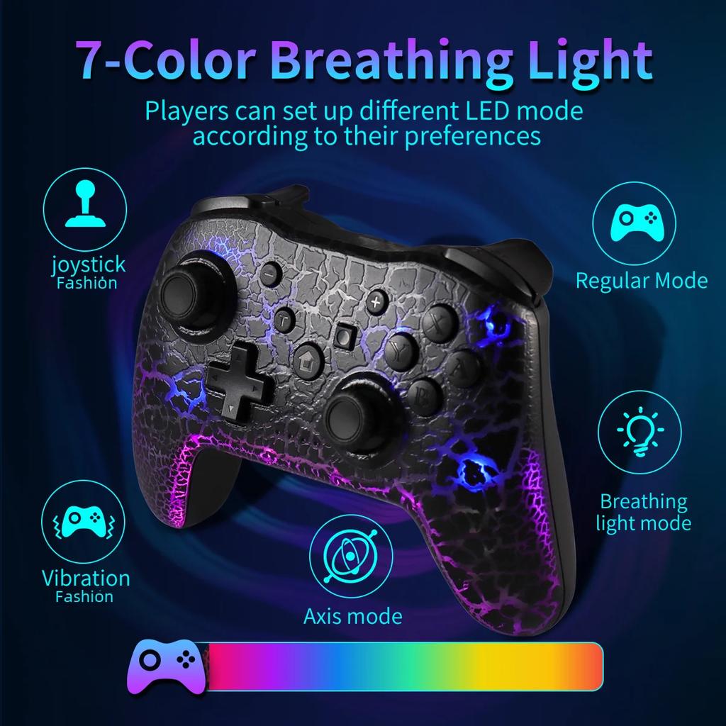RGB Wireless Gamepad CRACK PROCESS for Nintendo Switch TV Box PS3 Joystick Controller Six Axis Gyroscope Dual Vibration