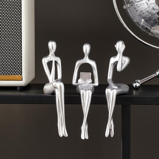 Złoty Myśliciel Rzeźba Abstrakcyjna Dekoracyjna Ornament Poprawiający Koncentrację Biurko Półka Salon