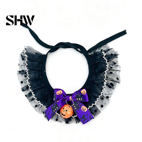 Halloween Costume for Small Pets 1 Set Cat Costume, Wizard Hat And Lace Bandana, Ruffled Bib Dog with Bow Bell, Holiday Party Outfit Dogs, Cats
