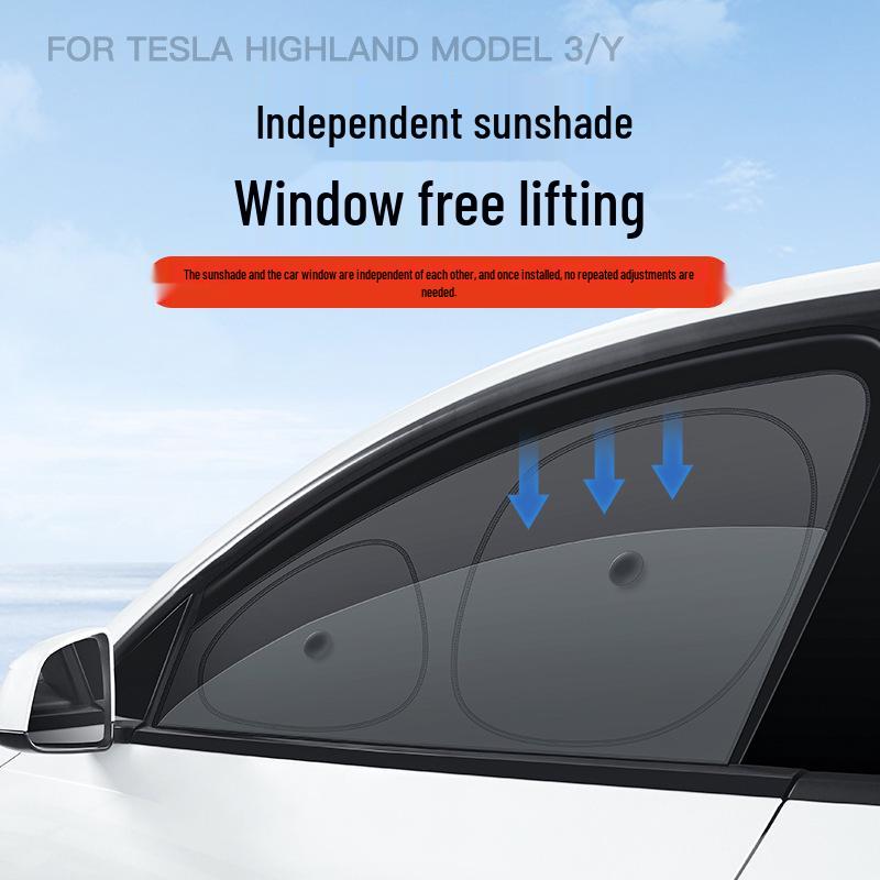 Tesla Model 3/Y Camping Privacy Sunshade with Suction Cups - Opaque, Anti-Peeping Side Panel